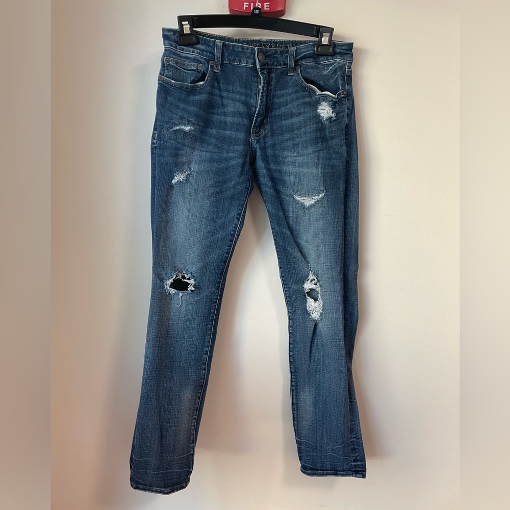 American Eagle Outfitters Ripped Blue Slim Jeans
